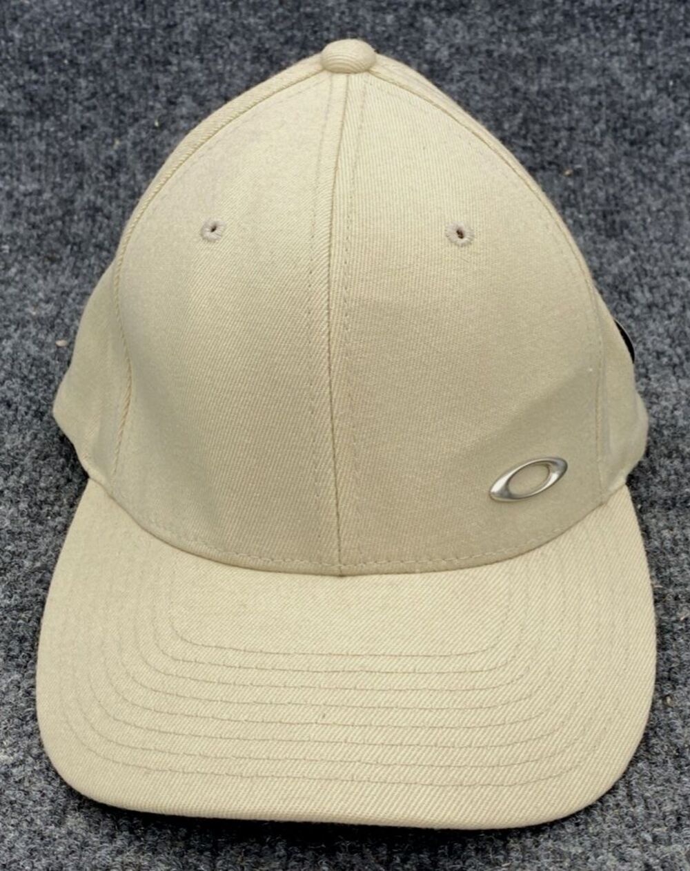 Vintage Oakley Software Gravel Wool Cap S-M Flexfit Hat 91008 Beige Y2K Gorpcore